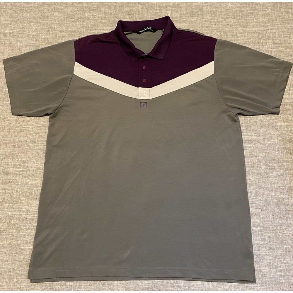Travis Mathew Polo Shirt Men Extra Large Purple Gray  Pima Cotton Golf Casual
